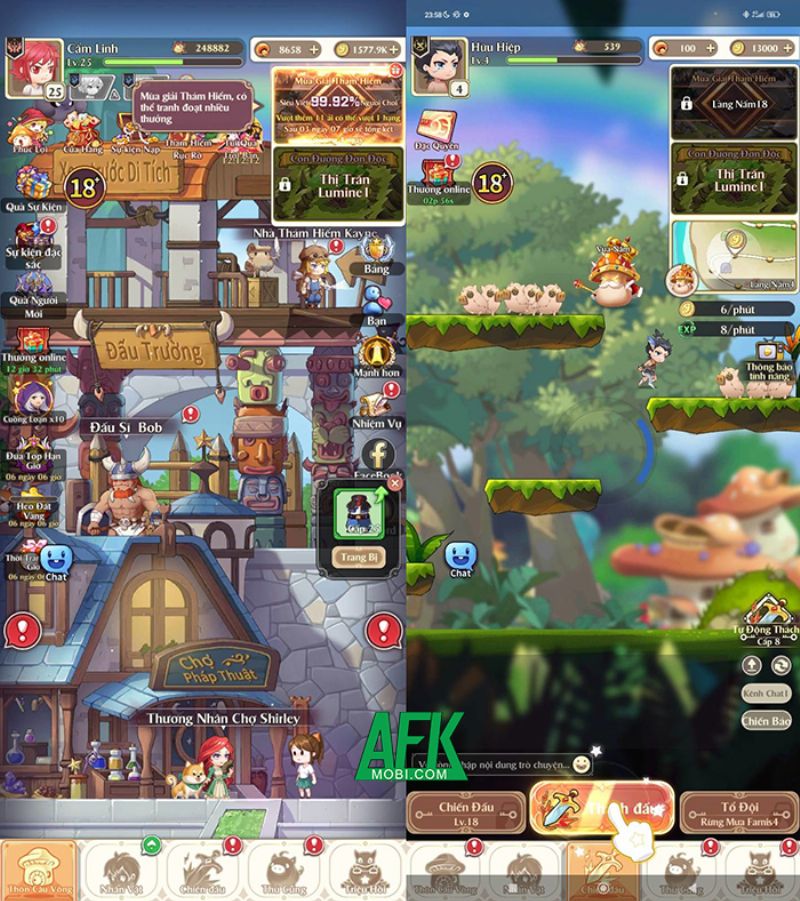 Cảnh trong game Nấm Và Anh Hùng Mobile